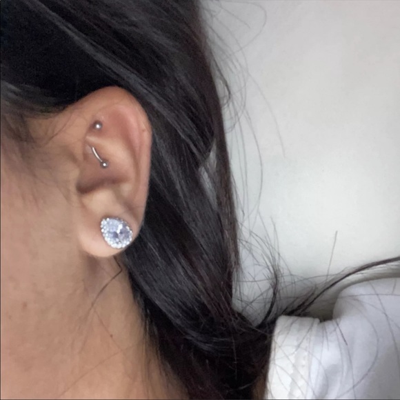 New 925 Silver Elegant Pear Cut Pink Sapphire Earrings - Picture 3 of 4